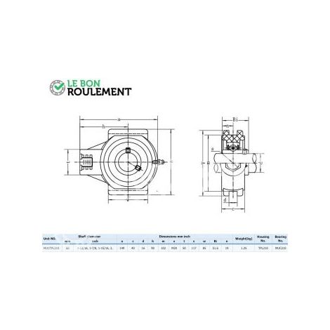 Palier plastique UCTPL210-VERT-INOX
