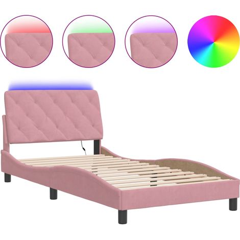 Maison Exclusive - Cadre de lit avec LED sans matelas rose 100x200 cm velours