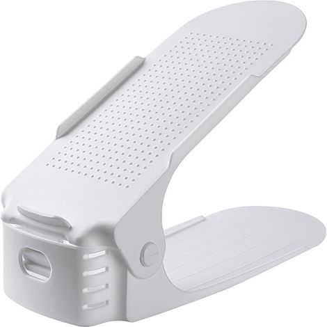 Étagère à chaussures réglable blanche x2, meuble à chaussures double niveau, rangement chaussures compact pour maison, chambre et dortoir (1/5)