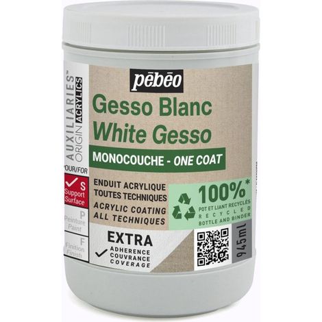 Gesso - Blanc - Enduit acrylique - Acrylique, aquarelle, huile - Monocouche - Pébéo - 945ml