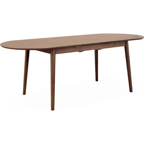 6 to 8-seater extendable oval dining table Walnut 160x90x75 cm - Lisa (1/5)
