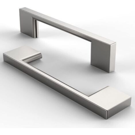 Brushed Stainless Steel Furniture Handles - 5 Piece Set for Drawers, Cabinets and Kitchens (Silver, Hole Spacing 96mm) (1/4)
