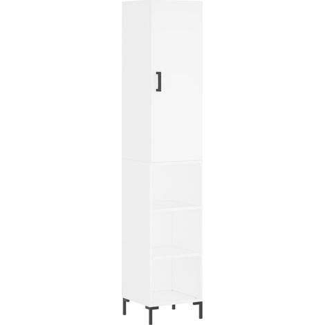 Aparador cómoda cómoda armario mueble organizador cocina salón salón alto 34,5 x 34 x 180 cm madera contrachapada blanco 020032367