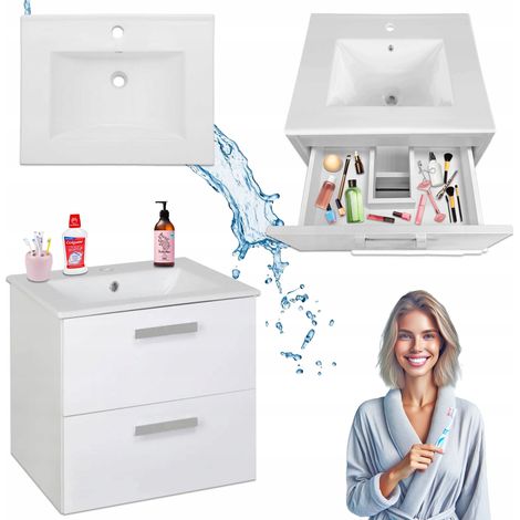 STAMAR  Hängeschrank Untervaske - 50 x 47 cm - Weiß - Modernes Design - Feuchtigkeitsbeständig