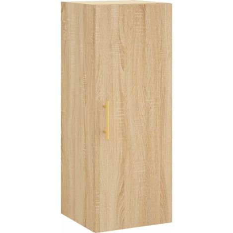Mobiletto a muro di design pratico e funzionale con vani portaoggetti sospesi dimensioni 34,5 x 34 x 90 cm realizzato in legno composito di rovere Sonoma codice 020048656.
