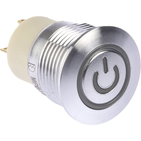 Bouton-poussoir, Verrouillable lumineux, LED Bleu, Unipolaire à une direction, 2 A, Montage panneau (1/3)