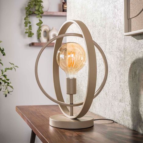 Lampe de table ronde rotative 40x30x43 cm en métal beige