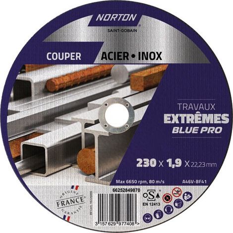 Disco da taglio per metallo/inox 230x1,9x22,2 - Norton