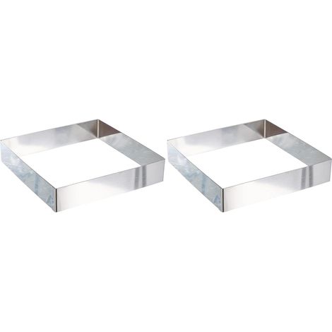 Lot de 2 Cercle Carré Pour Pâtisserie 20x20cm Acier Inoxydable Usage Professionnel (1/5)
