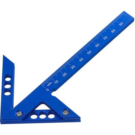Outil de mesure de centre de travail du bois avec construction en aluminium et double marquage à angle droit de 45 degrés et 90 degrés pour la cohérence de la disposition (métrique) (1/5)