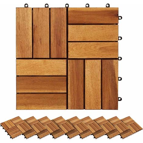 vidaXL Tile de Decking 20 uds. Marrón 30 x 30 cm Madera de Acacia (1/2)