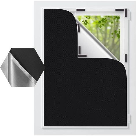Rideau occultant sans perçage 145 x 100 cm, tissu thermique isolant, protection solaire et intimité, bandes velcro incluses, découpable (1/2)