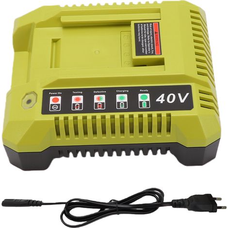 Chargeur de batterie lithium-ion 40 V compatible avec les batteries Ryobi OP4050A OP4026 OP40601 OP4040 OP4030 OP4015 OP40201, indicateur LED, montage mural, design compact (batterie non incluse) pris (1/5)
