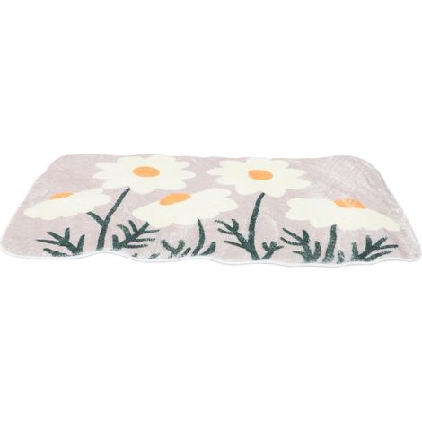 Tapis de Bain Absorbant Floral 80 X 50 CM Antidérapant en Tissu Moelleux Imitation Laine pour Salle de Bain Entrée et Décorative à Motifs Fleuris (1/5)