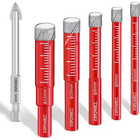 Fliesenbohrer Diamantbohrer Set 5mm 6mm Glasbohrer Keramik 10 (1/5)