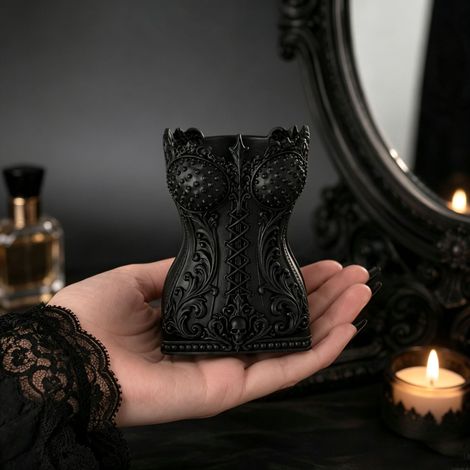 3D Printed Gothic Waist-Shaped Cosmetic Desktop Organizer, Brush Holder, Craft Ornament, Halloween (1/4)