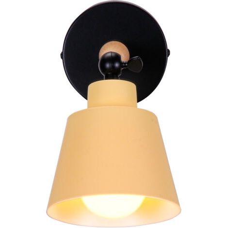 royaluxe- Applique Murale Moderne En Bois Lampe Murale Rétro Applique Murale Minimaliste Pour Chambre À Coucher, Couloir E27 Jaune (1/5)