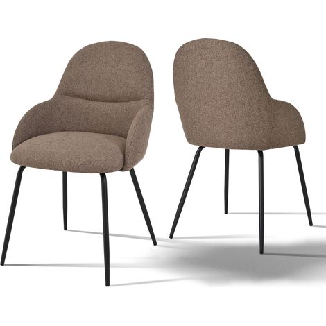 Goeurvant Esszimmerstühle im minimalistischen skandinavischen Stil, mit optimaler Rückenstütze und stabilem Holzgestell - 2er Set - Dunkelbraun (1/5)