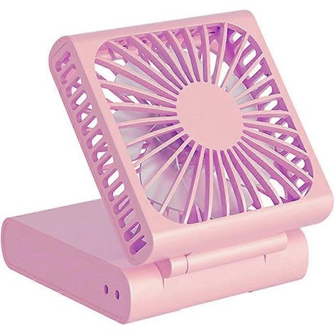 Ventilateur portable à piles, petit ventilateur de bureau, ventilateur de poche rechargeable par USB - Rose (1/5)
