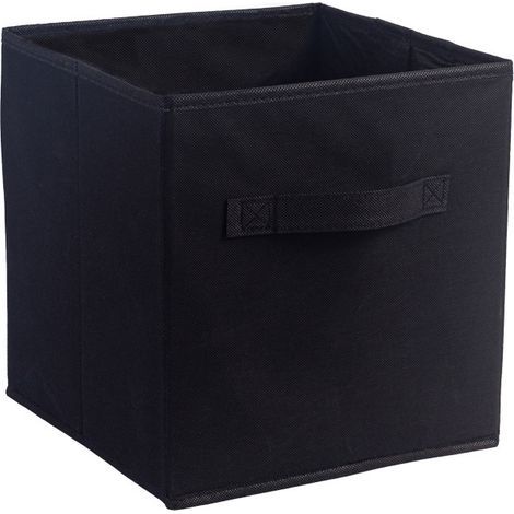 Scatola di stoccaggio pieghevole in tessuto nero, 33 cm di larghezza x 33 cm di lunghezza x 33 cm di altezza, senza coperchio, tipo cassetto, 1 pezzo (1/5)