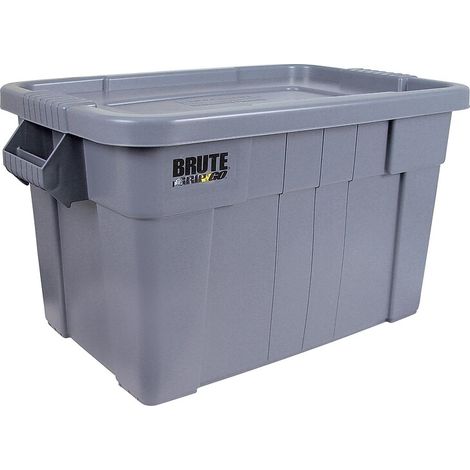 Caisse de transport Brute, polyéthylène, coloris gris, volume 53 litres - RUBBERMAID
