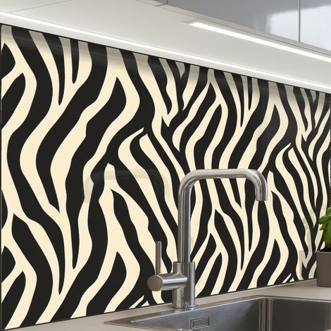 REVETEMENT MURAL DE CUISINE, CRÉDENCE DE CUISINE Zebra - Print - Classic - Black 80x60 cm (1/5)