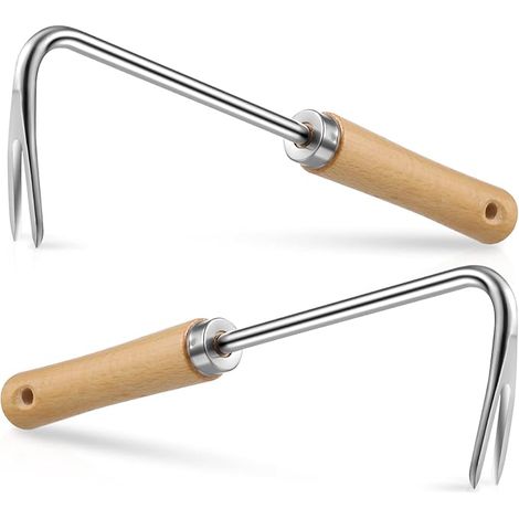 Désherbeur manuel en acier inoxydable, outil d'extraction, couteau de coupe d'herbe, désherbage faucille avec manche en bois pour chardons de jardin (1/4)