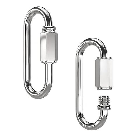 Qrity 2 Stück Schnellverbindungsglieder aus Edelstahl, M6-Karabiner mit Verriegelung, Kettenverbinder für Wanderzubehör, Outdoor und Indoor (1/5)