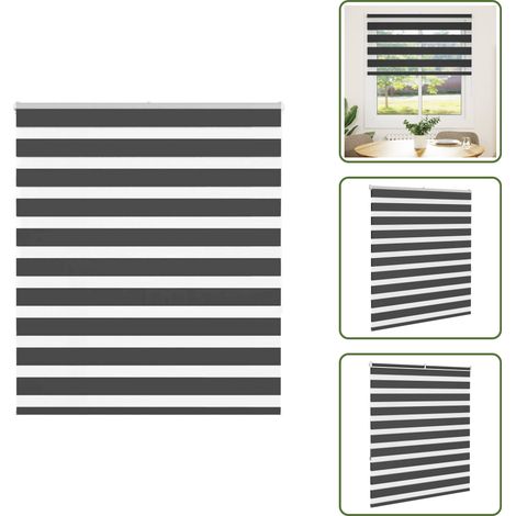 Zebrarollo Schwarz 120x150 cm Stoffbreite 115,9 cm Polyester - Zebra-Jalousie - Zebra-Jalousien - Zebra-Rollo - Doppelrollo (1/5)