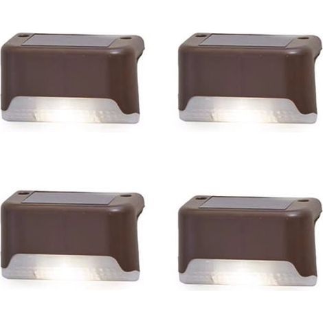 Lampe solaire LED étanche pour allée et escalier, applique murale extérieure, jardin, paysage, escalier, terrasse, clôture, 4 pièces, Marron, Lumière chaude (1/5)