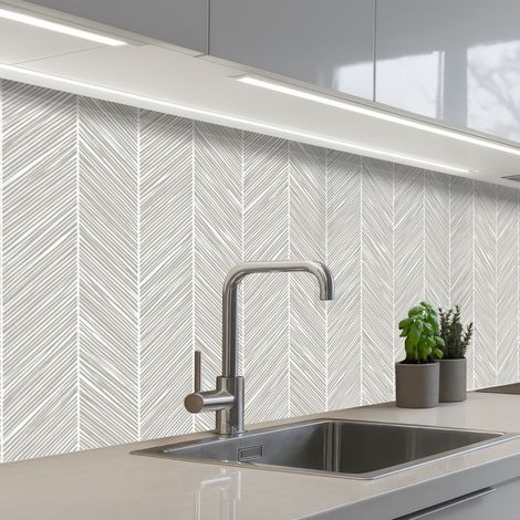 Kitchen Splashback Classic - Herringbone - Gray 250x80 cm