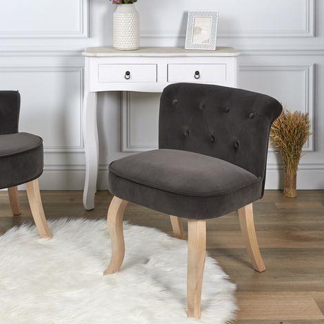The Home Deco Factory – Fauteuil club velours gris – Confort optimal – Design vintage – Pour salon ou chambre – Siège d'appoint léger (1/5)
