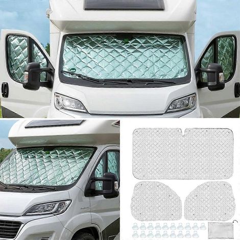 Compatible avec Fiat Ducato et Citroën Relay, ce kit de pare-soleil intérieur thermique pour pare-brise de voiture est idéal pour l'été. Il comprend des rideaux pare-soleil pour vitres de voiture et e (1/5)