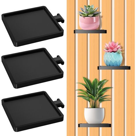JSSEVN-Lot de 3 Étagère pour Panneau Acoustique, Accessoires pour Panneaux Acoustiques sans Perçage, Supports de Pot pour Panneaux Acoustiques (1/5)