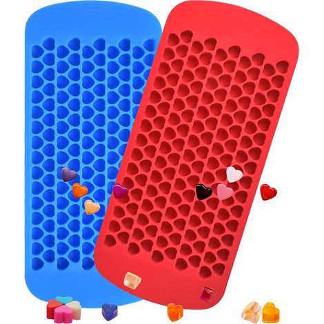 2 mini bacs à glaçons de 150 cavités chacun, réutilisables, en silicone et en forme de cœur. - AquaForge (1/5)