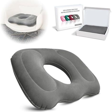COUSSIN DE CHAISE - GALETTE DE ZREE Coussin gonflable Donut - pour la maison, le bureau ou la voiture Coussin de siège robuste Gris (1/5)