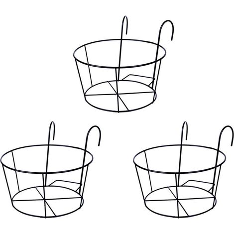 Support de Pot de Plantes, Métal Rond de Fleurs Porte-pot de Fleur, avec des Crochets, pour les Balustrades de Balcon de Jardin Noir-1 pcs-Fei Yu (1/4)