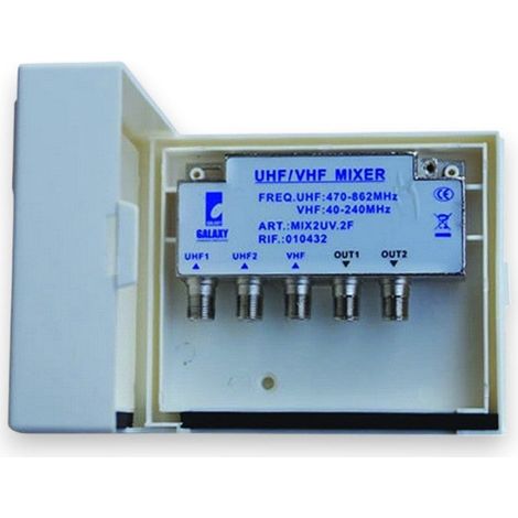 Miscelatore palo esterno VHF e 2xUHF con 2 uscite per antenna segnali combinati compatti compatibile pali 60mm