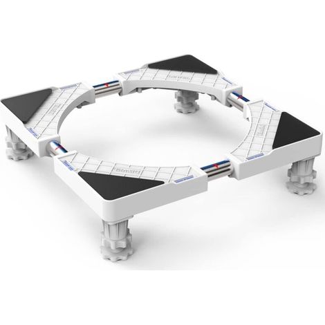 Support réglable pour lave-linge, sèche-linge et réfrigérateur – 50 à 66 cm, charge max. 300 kg, effet anti-bruit intégré (1/5)