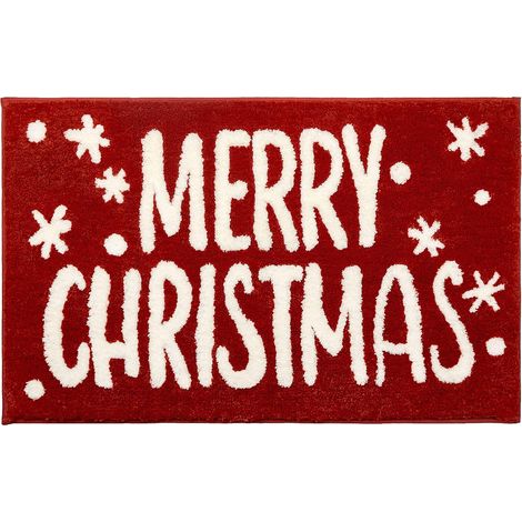 Weihnachtliche Badematte, weihnachtliche Badezimmerdekoration, rote Badematte, extra weich und saugfähig, Mikrofaser, rutschfest, maschinenwaschbar, 78,7 x 50,8 cm (1/5)