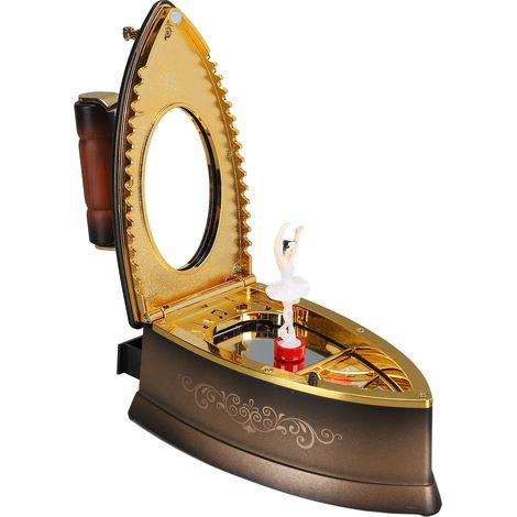 Boîte à musique vintage en fer à repasser, avec une danseuse, boîte à musique rotative, cadeau d'anniversaire (1/5)