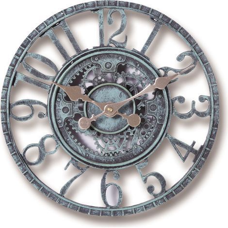 Außenwanduhr, 30 cm wasserdichte Gartenuhr, dekorative Retro-Uhr für Zuhause, Küche, Wohnzimmer - nicht geräuschlos (Türkis) (1/5)