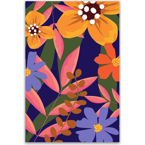 Tableau floral moderne fond bleu nuit (1/5)