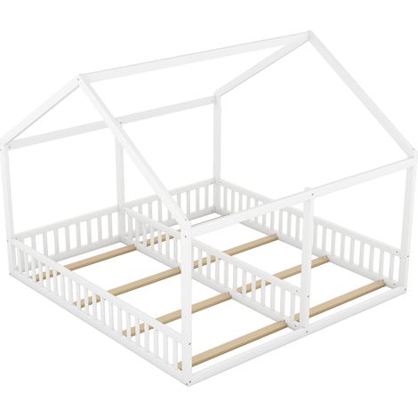 Letto a casetta 2 in 1 per bambini 90 x 200 cm bianco HOMVRA (1/5)