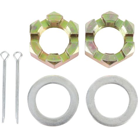 Anhängermutternsatz mit 1-Zoll-Schaftbolzen, Mutter, Unterlegscheibe, 2,2 Zoll langen Splinten, goldverzinkt, 2 Sets (1/5)