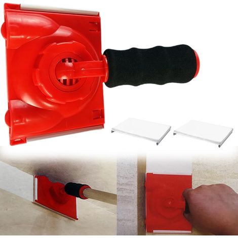 Outil de peinture pour les bords avec poignée et tampons éponge de rechange, coupe-bordures portable à angle réglable compatible avec la découpe des murs et des plafonds (1/5)
