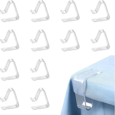 12 pinzas transparentes para mantel – Reutilizables, aptas para mesas de exterior de 3,5 a 5 cm de grosor (1/5)