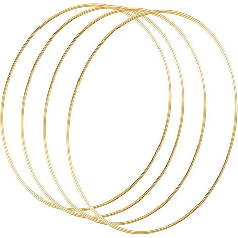Guirnalda de metal dorado de 4 piezas (30 cm de diámetro) para decoración de bodas, atrapasueños y adornos de pared. Ideal para manualidades. (1/5)