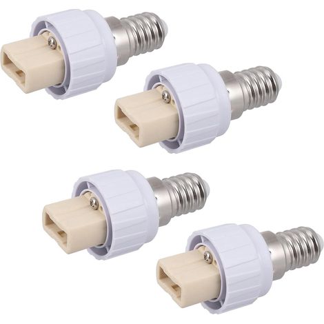 Convertisseurs de douille de lampe E14 vers G9 4 pièces blancs en métal et plastique adaptés aux lampes de chevet et lampadaires compacts (1/5)