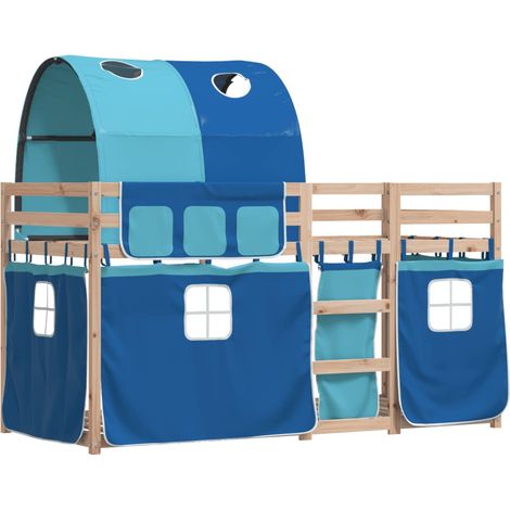 Litera con cortinas madera maciza de pino azul 90x190 cm vidaXL (1/4)